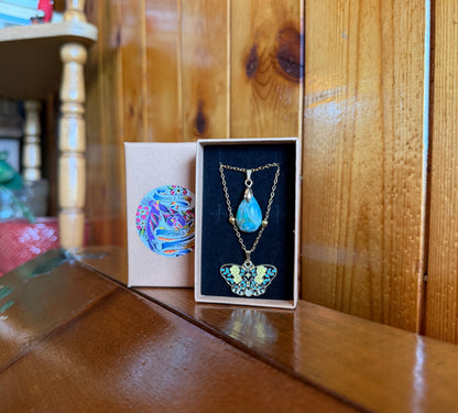Chrysocolla & Moth Layered Necklace