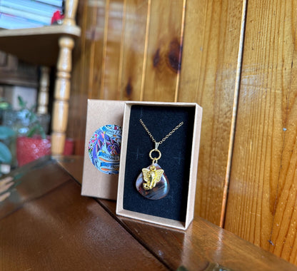 Rainbow Petrified Wood & Elephant - Ancient Wisdom Necklace