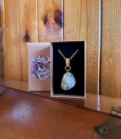 Prehnite Cabochon Healing Necklace