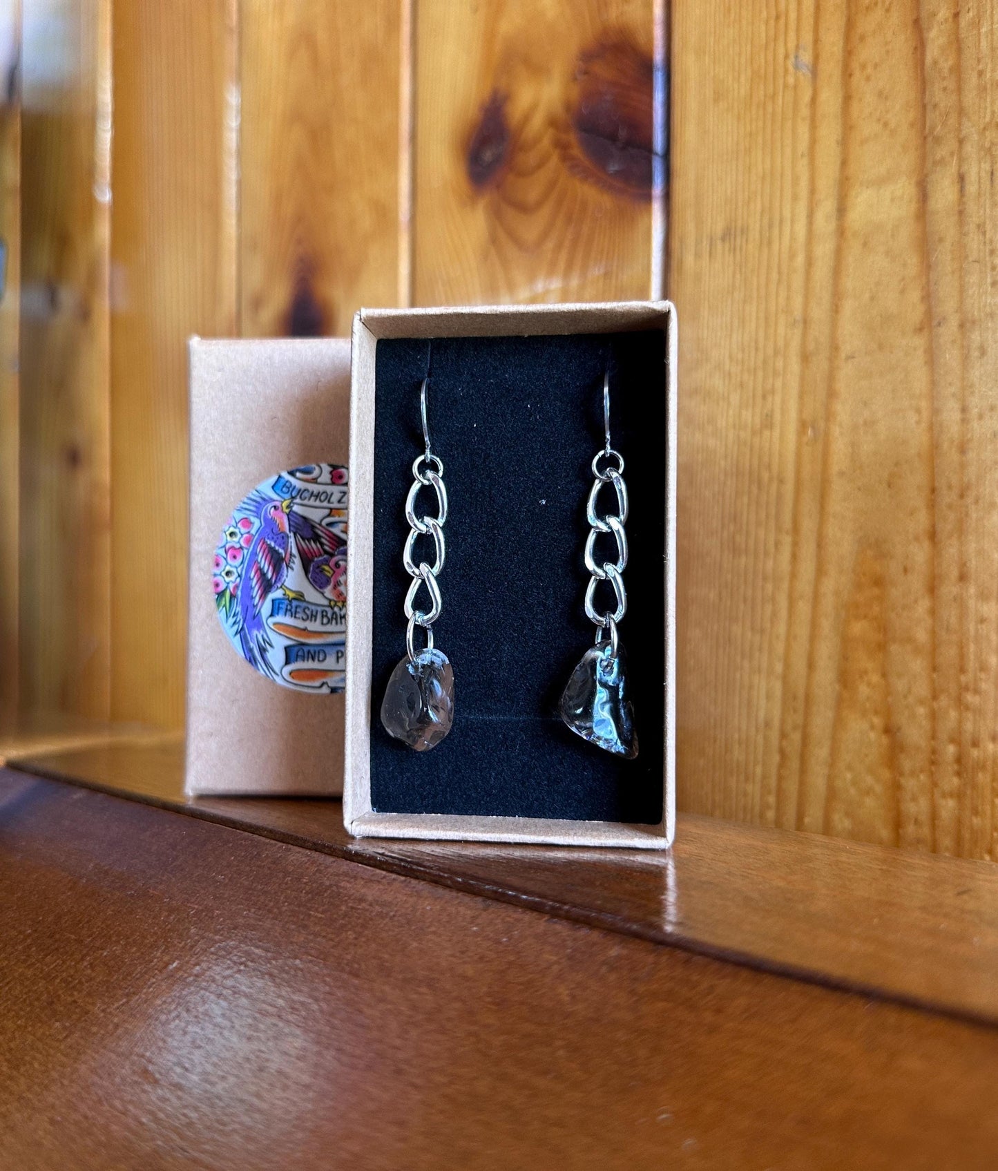 Smoky Quartz Chained Earrings