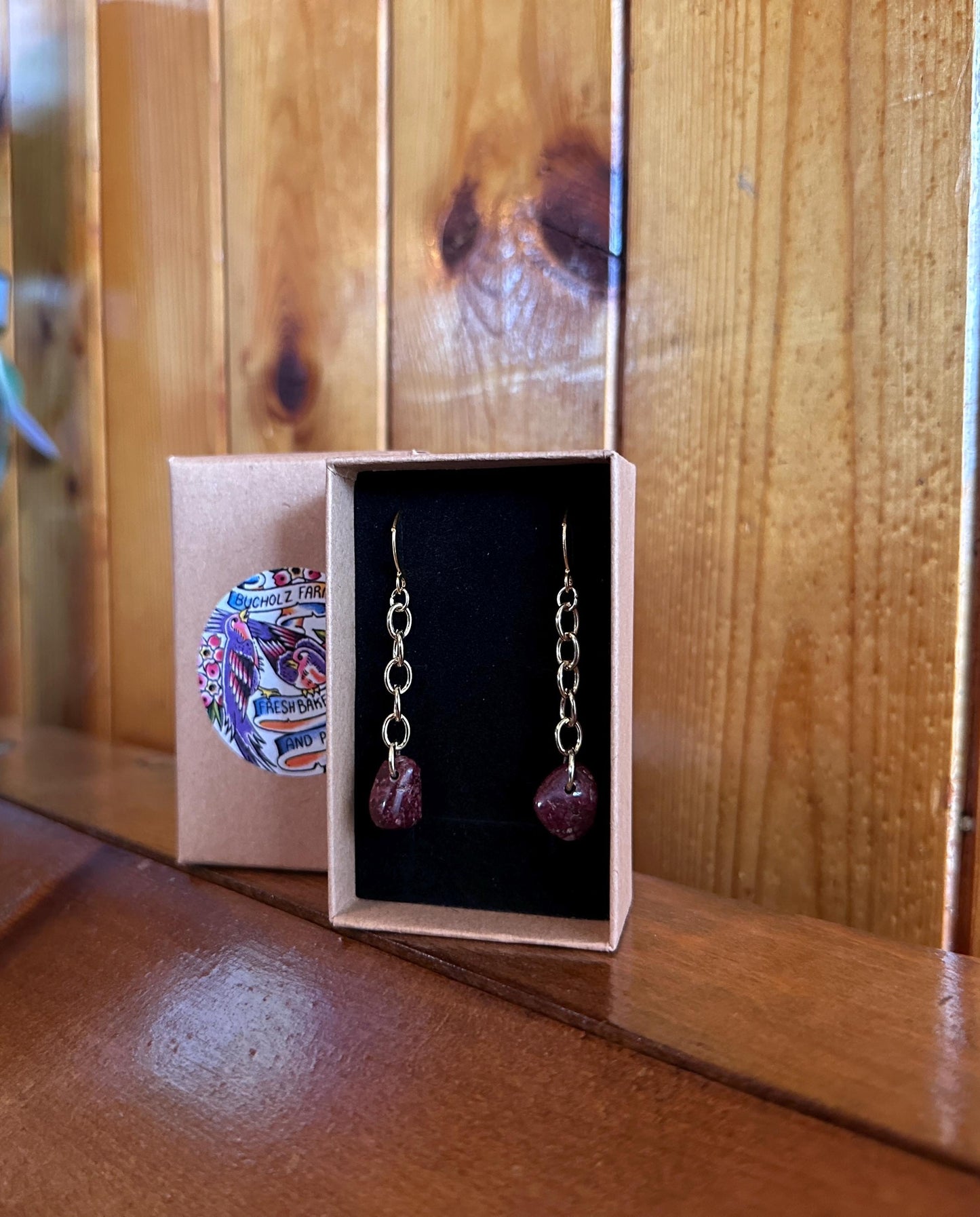 Red Wine Quartz Chained Lightweight Earrings