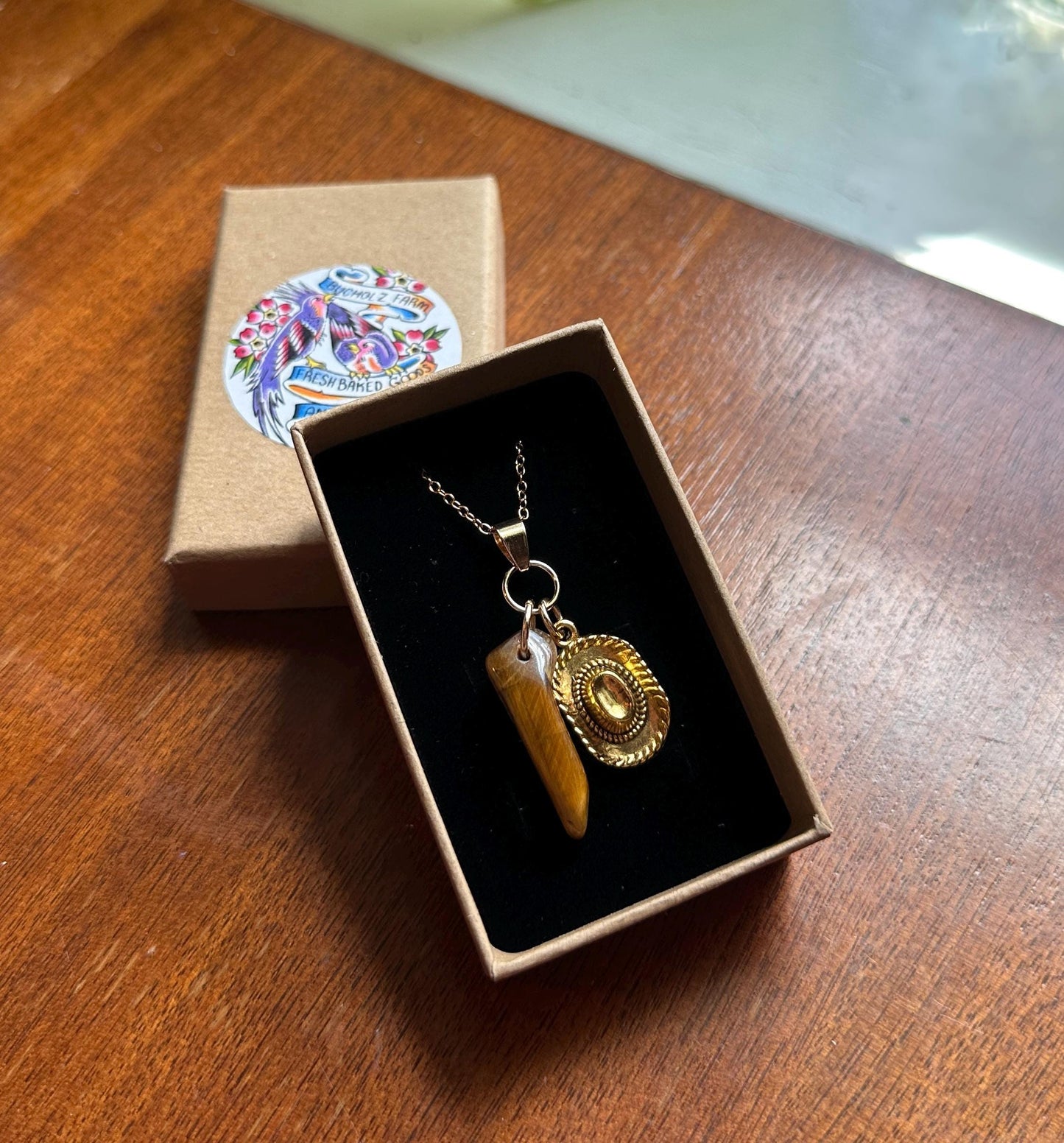Tigers Eye Cowboy Hat Necklace