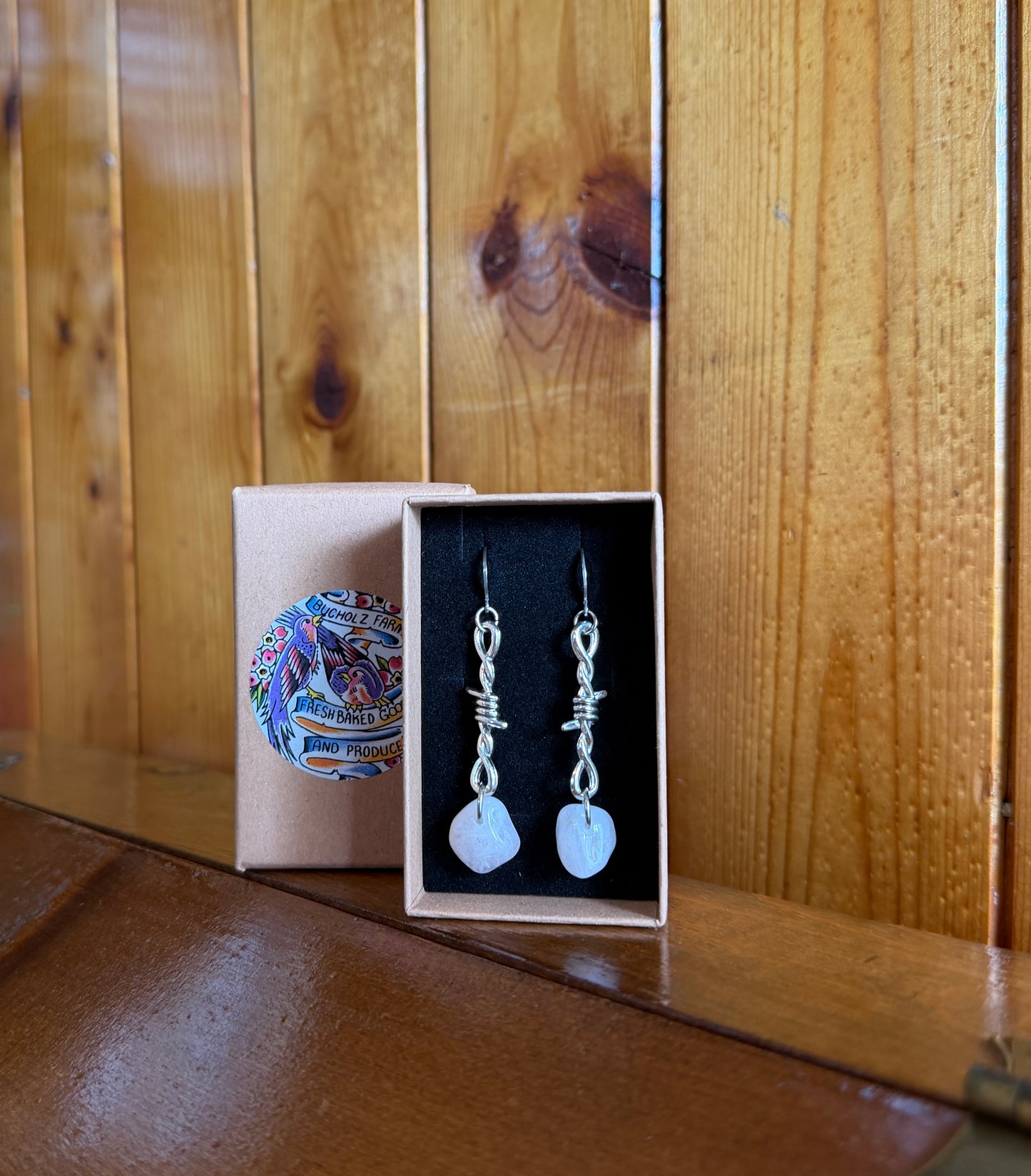 Milky Quartz Barbed Wire Earrings