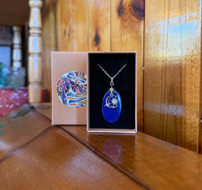 Lapis Lazuli with Star & Crescent Moon Necklace