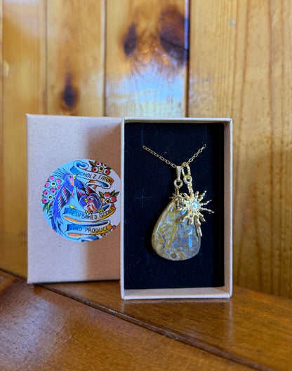 Yellow Ocean Jasper & Celestial Sun Necklace