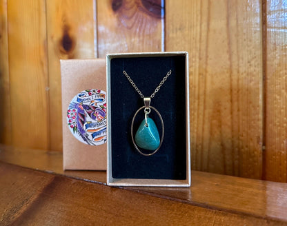 Green Aventurine Oval Framed Necklace