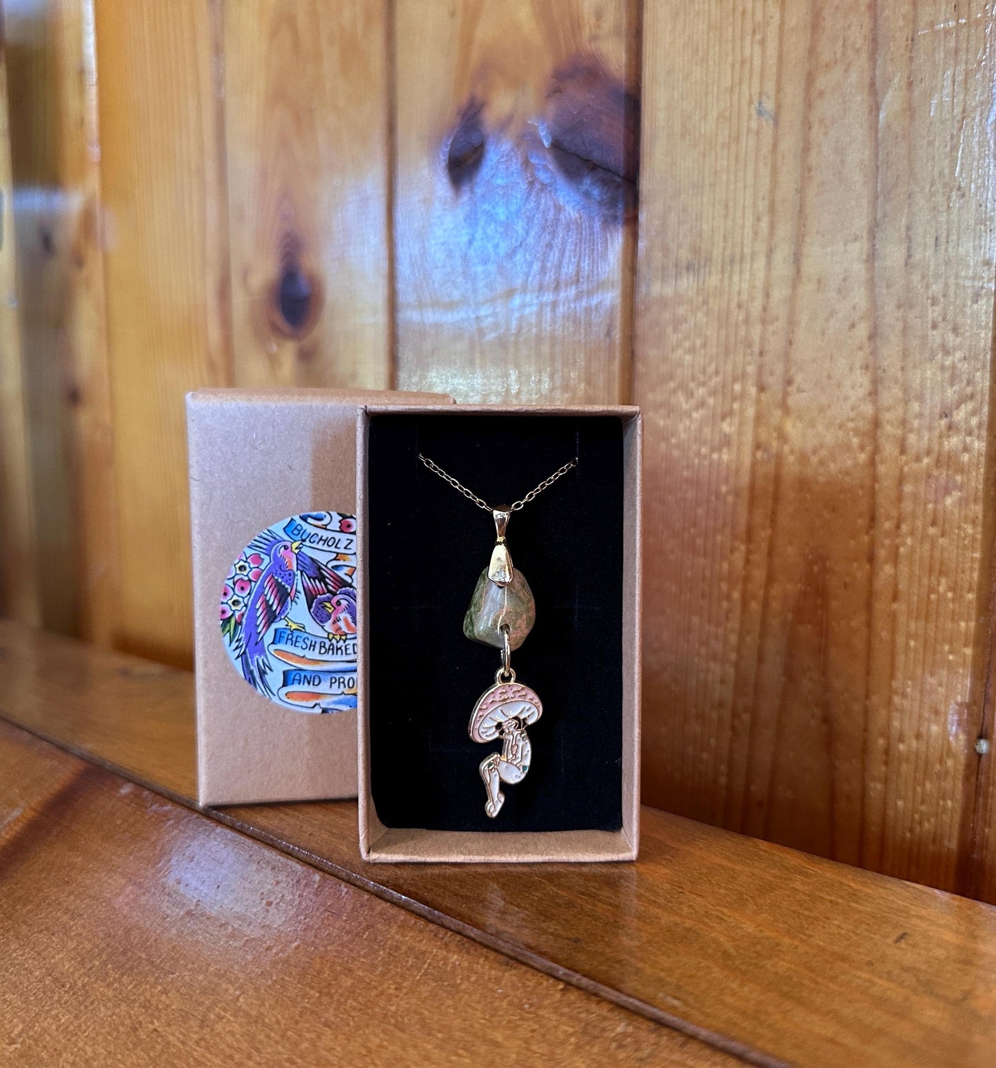 Unakite & Mushroom Woman Necklace
