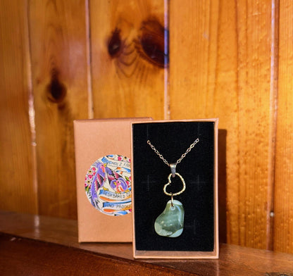 Light Green Nephrite Jade & Heart Necklace