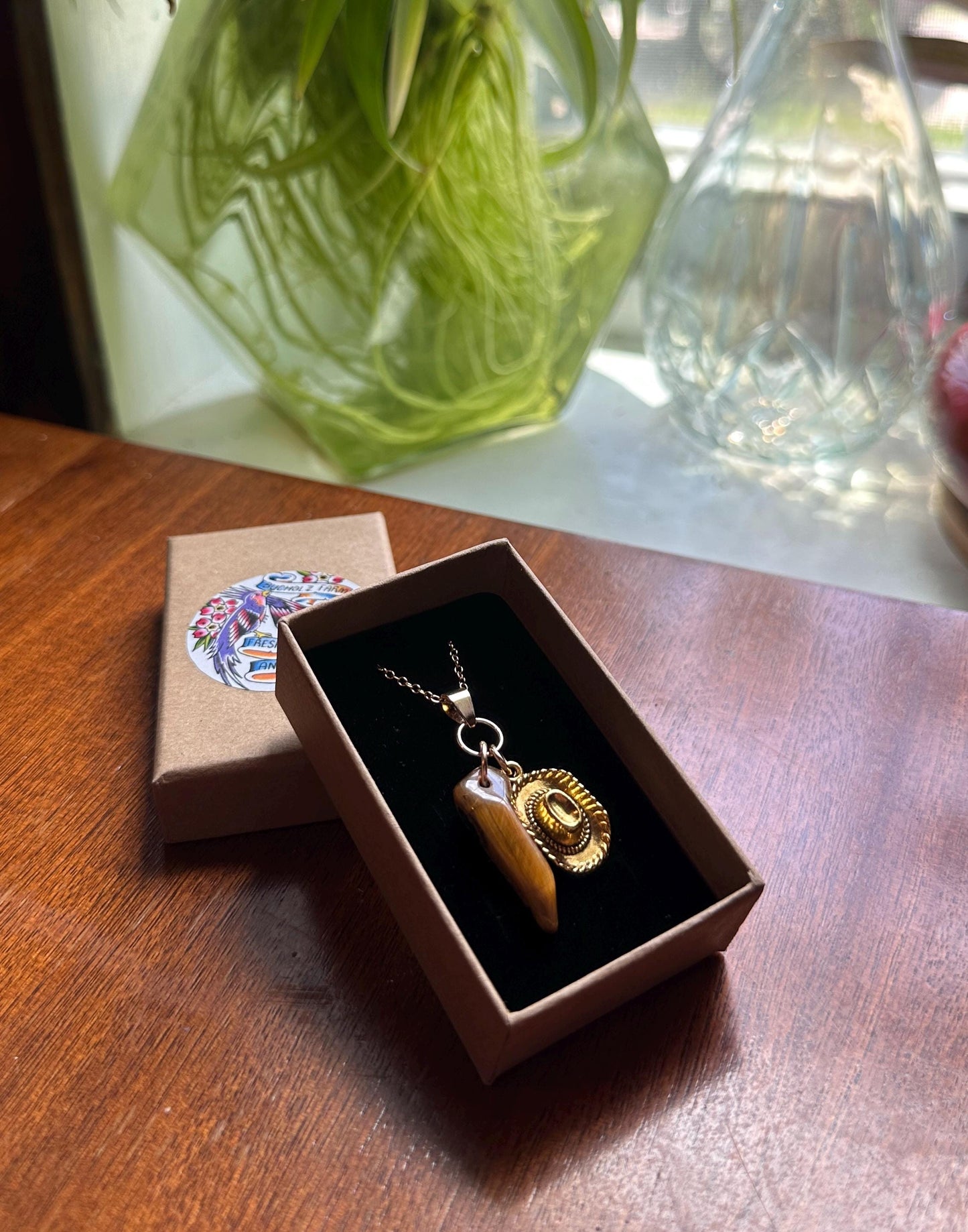 Tigers Eye Cowboy Hat Necklace