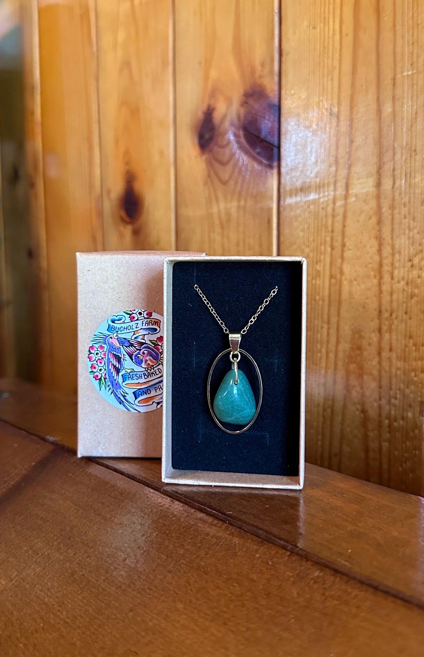 Green Aventurine Oval Framed Necklace