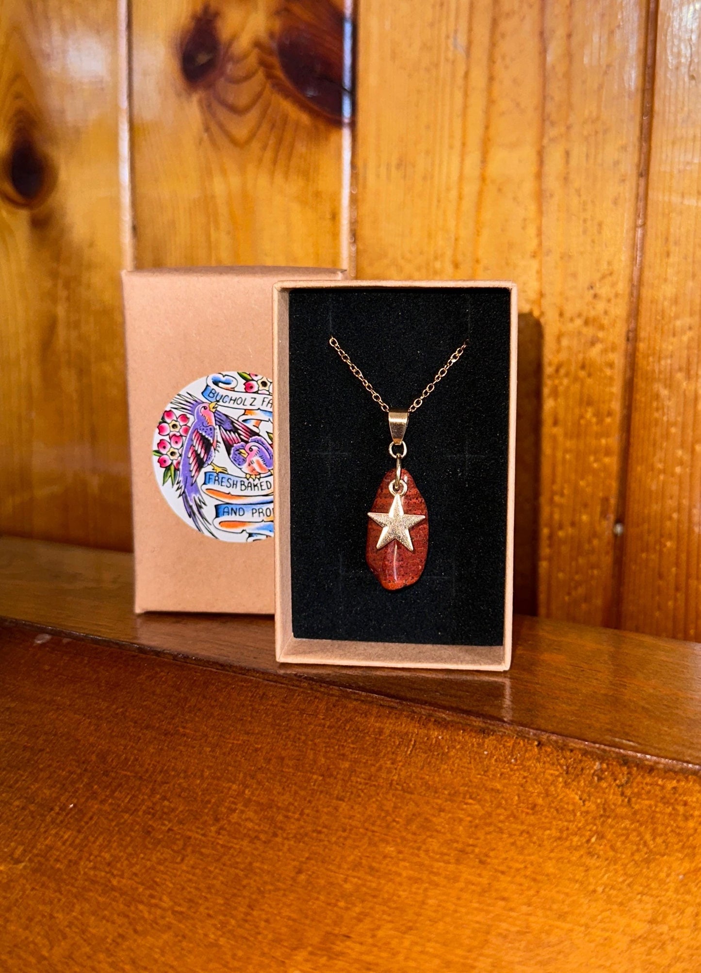 Red Jasper Golden Star Necklace