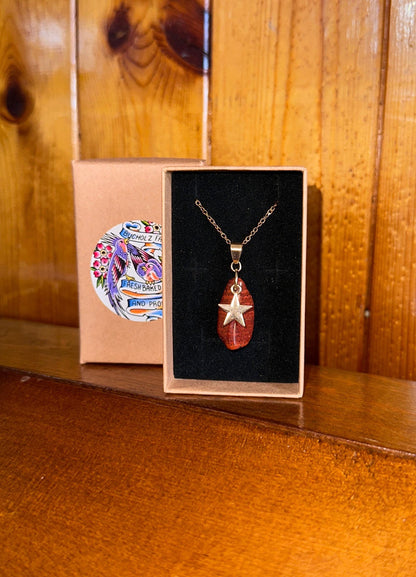 Red Jasper Golden Star Necklace