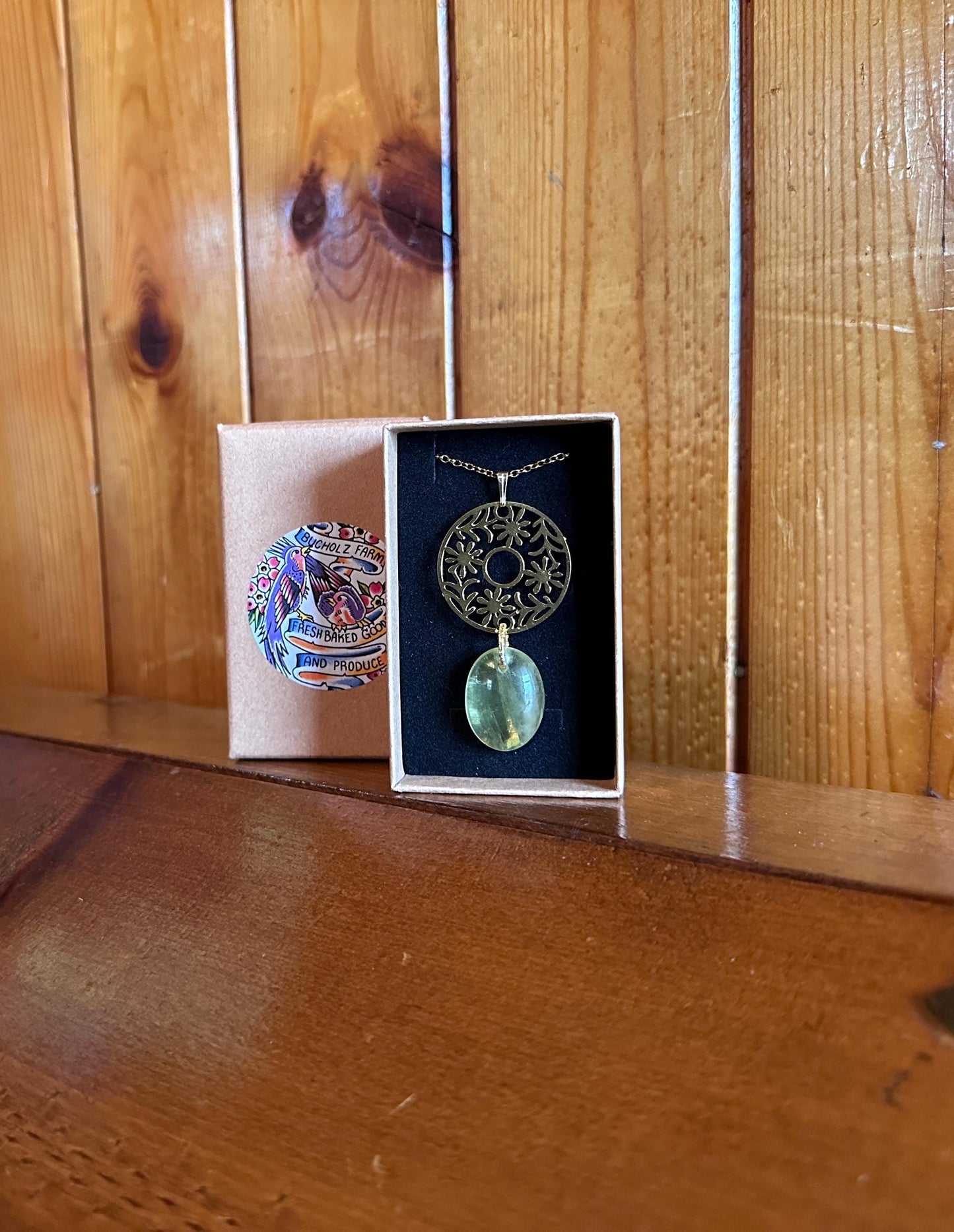 Citrine Flower Medallion Necklace