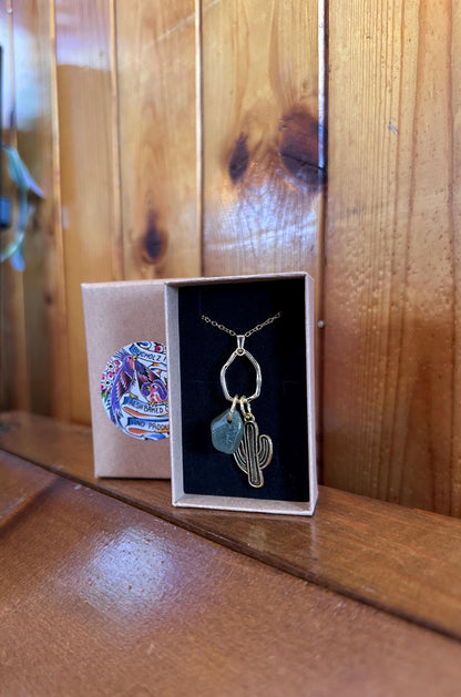 Green Nephrite Jade & Cactus Necklace