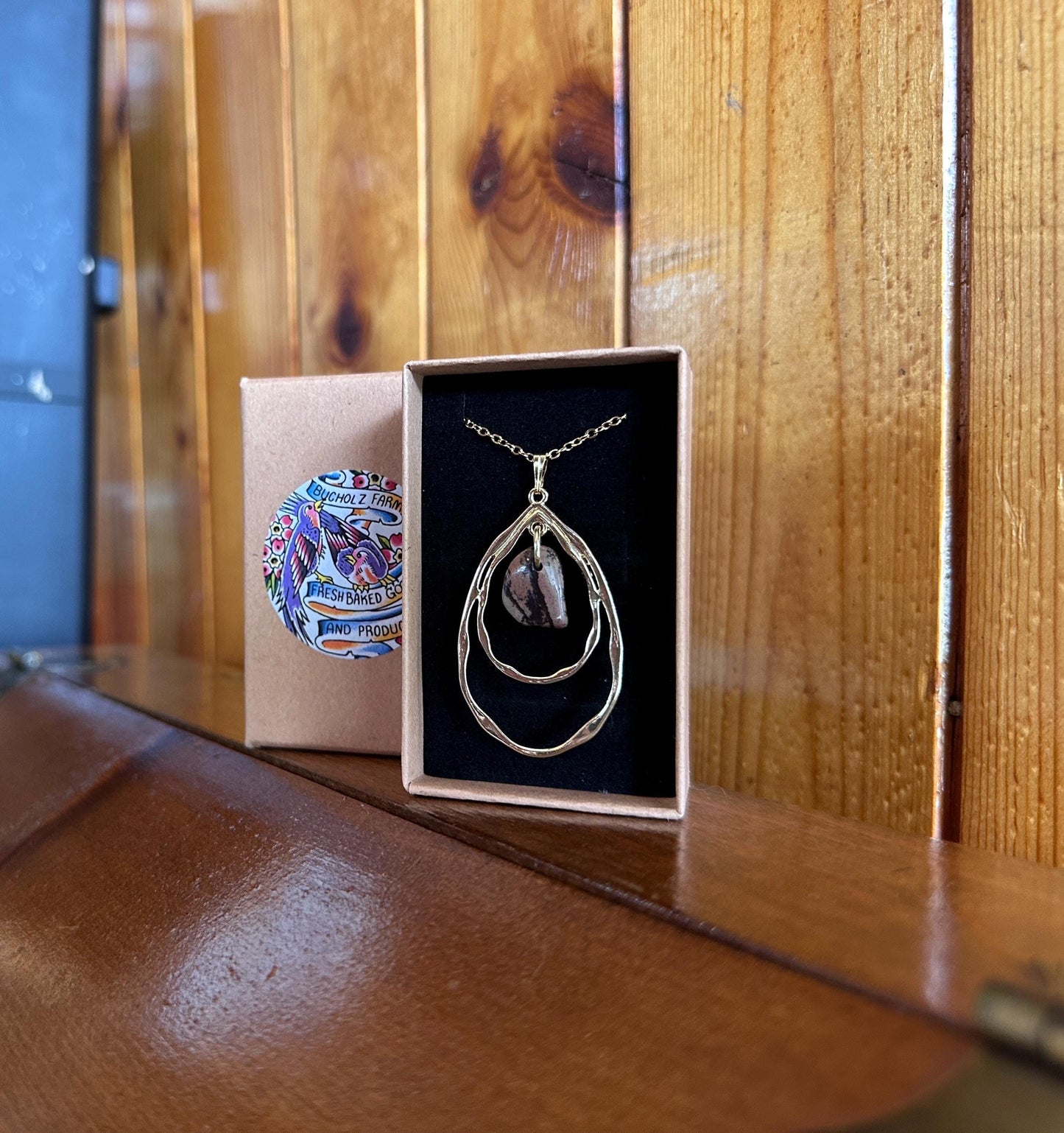 Nguni (Zebra) Jasper Double Teardrop Necklace