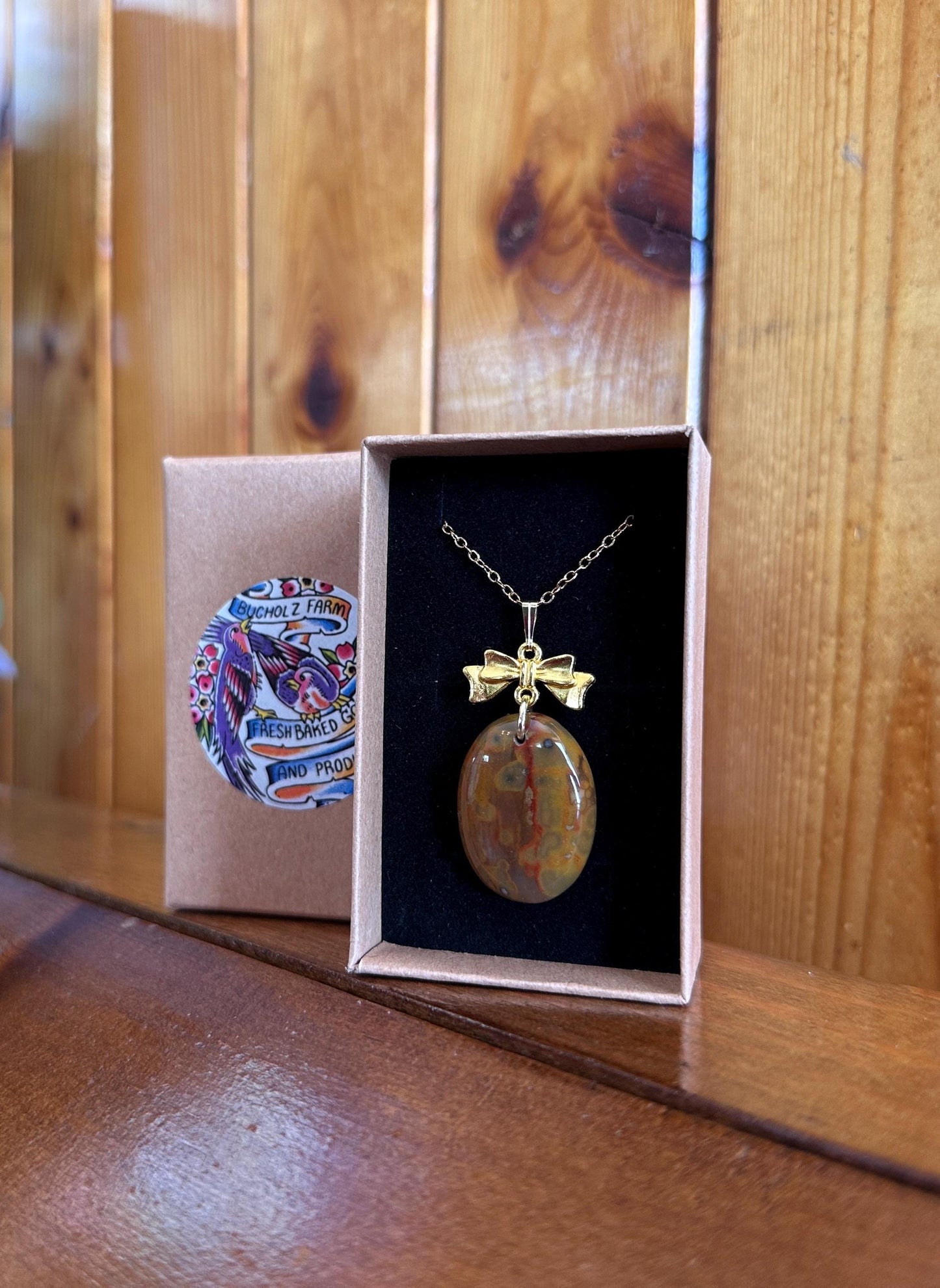 Lavic Jasper Nurturing Bow Necklace