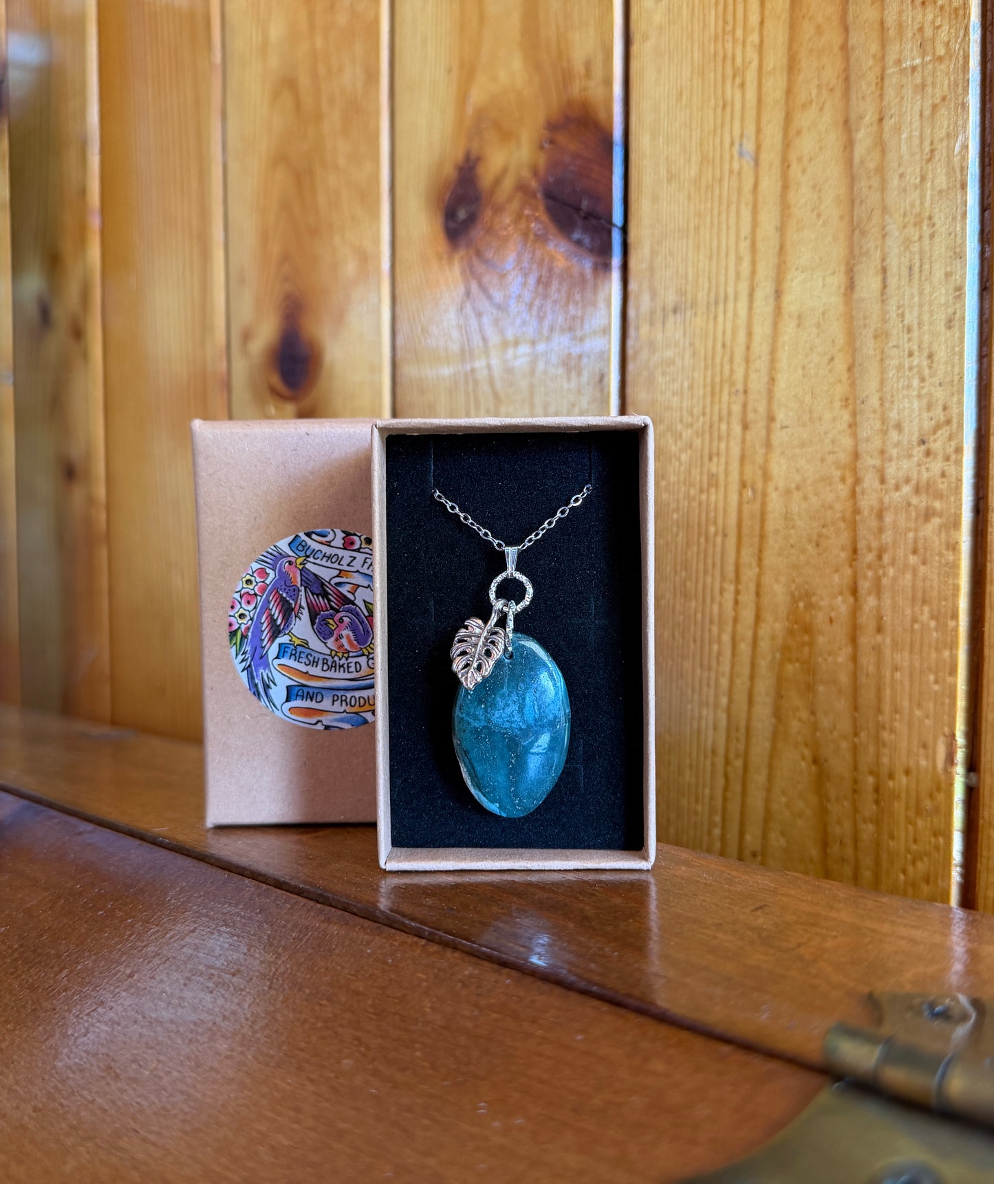Green Moss Agate & Monstera Leaf Necklace
