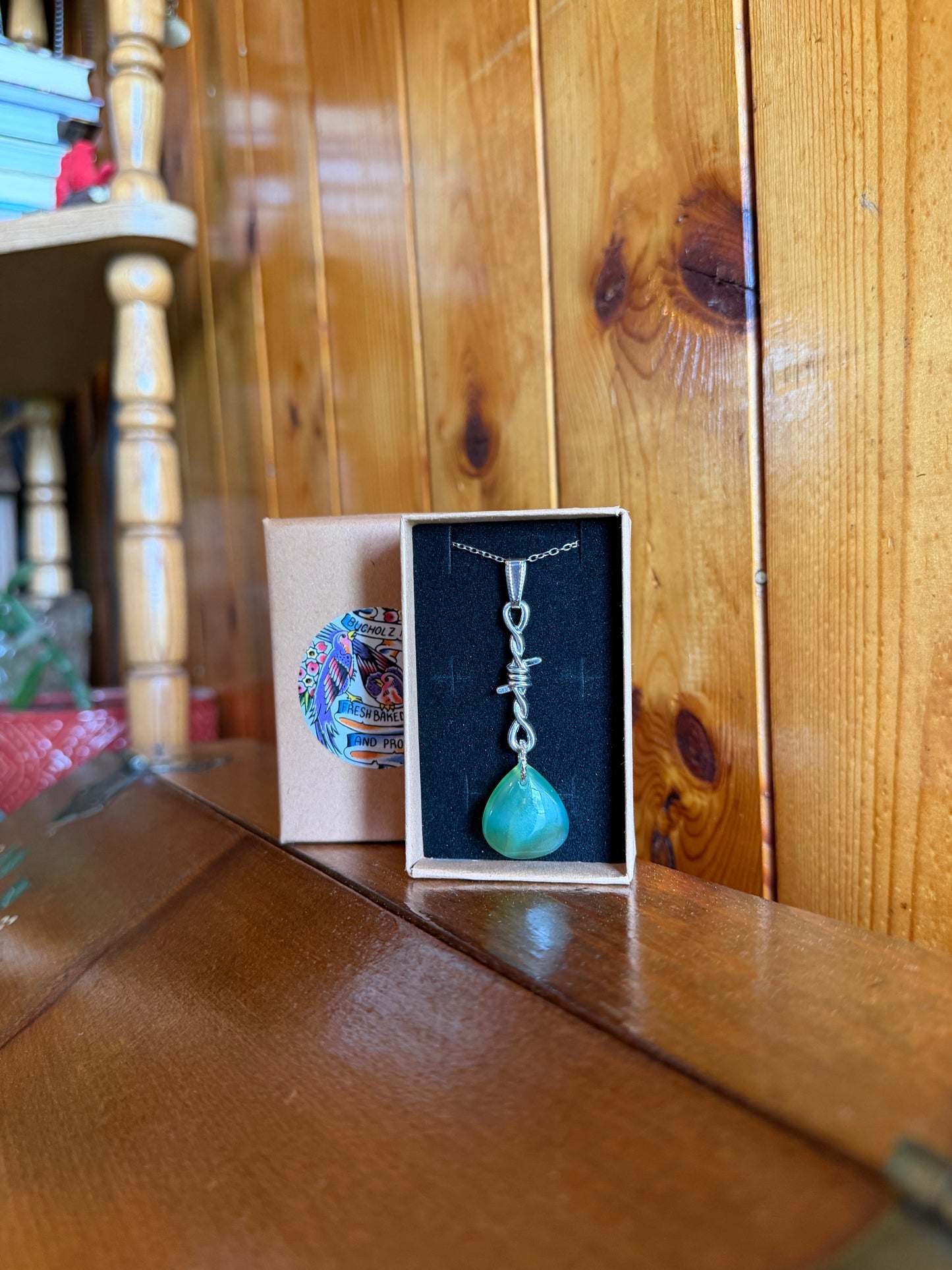Prehnite Barbed Wire Necklace