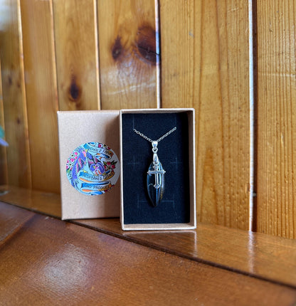 Blue Tigers Eye (Hawkes Eye) & Cross Necklace