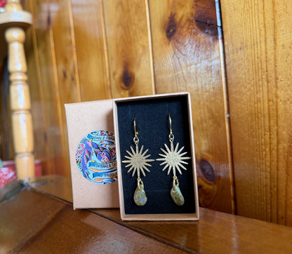 Unakite Golden Sun Lightweight Earrings