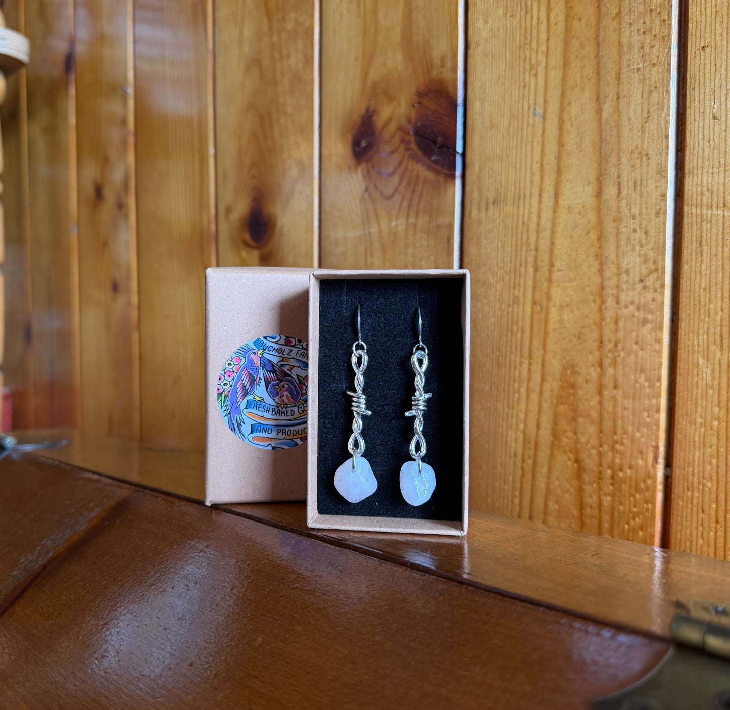 Milky Quartz Barbed Wire Earrings