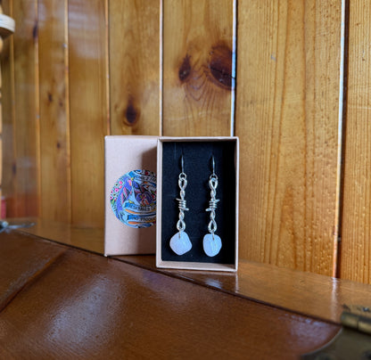 Milky Quartz Barbed Wire Earrings