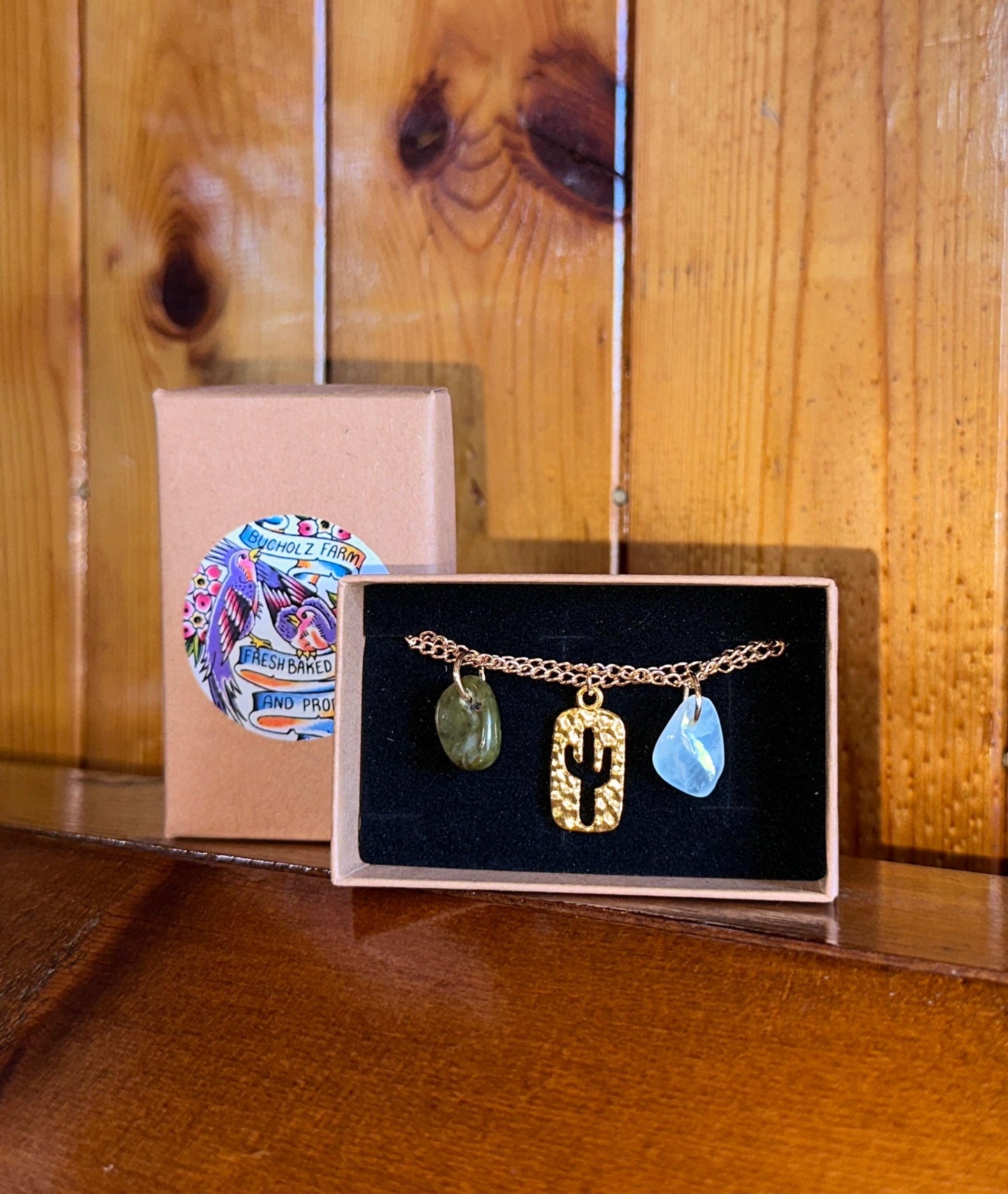 Nephrite Jade, Moonstone & Cactus Bracelet