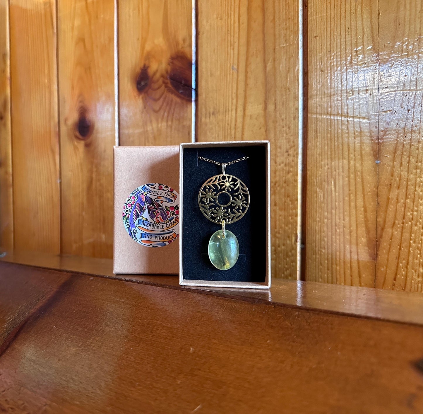 Citrine Flower Medallion Necklace