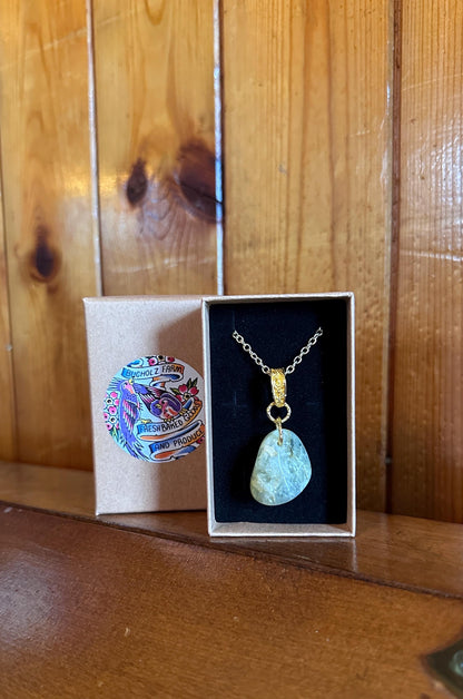 Prehnite Cabochon Healing Necklace