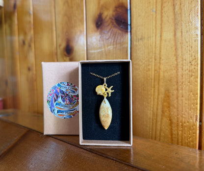 Fossil Coral Cabochon + Shell & Starfish Necklace