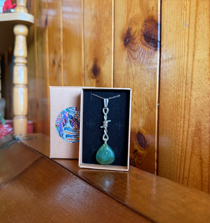 Prehnite Barbed Wire Necklace