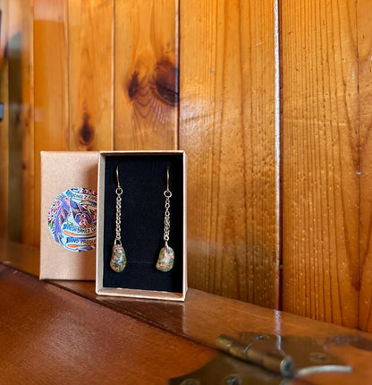Unakite Gold Chained Earrings