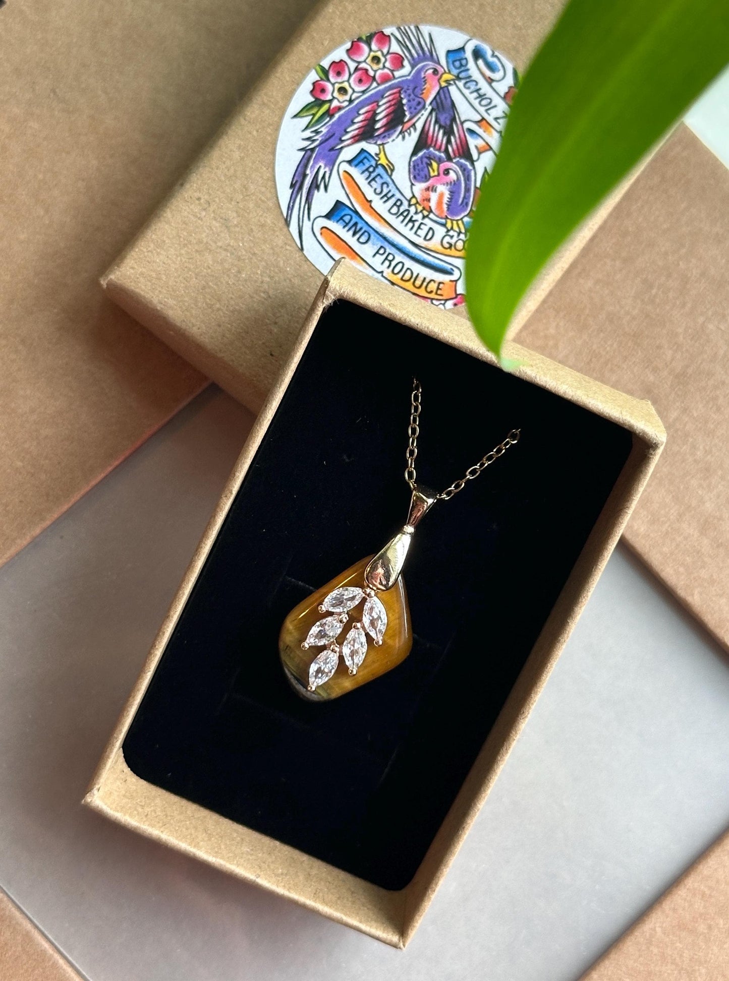 Tigers Eye Leaf Necklace