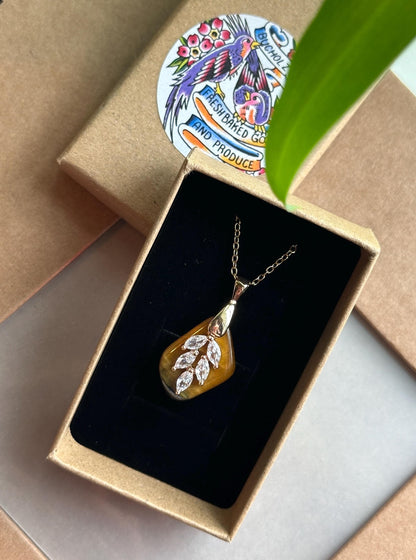 Tigers Eye Leaf Necklace
