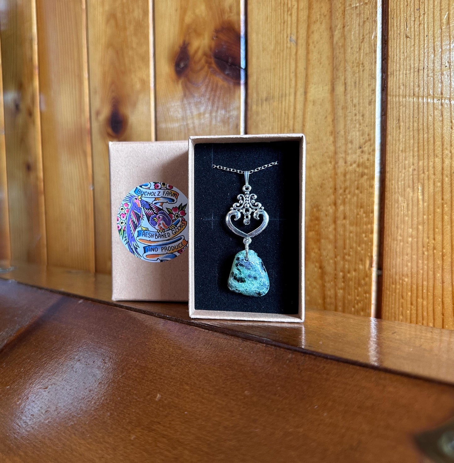 Green Zoisite with Black Hornblende Necklace