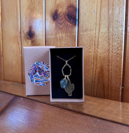 Green Nephrite Jade & Cactus Necklace