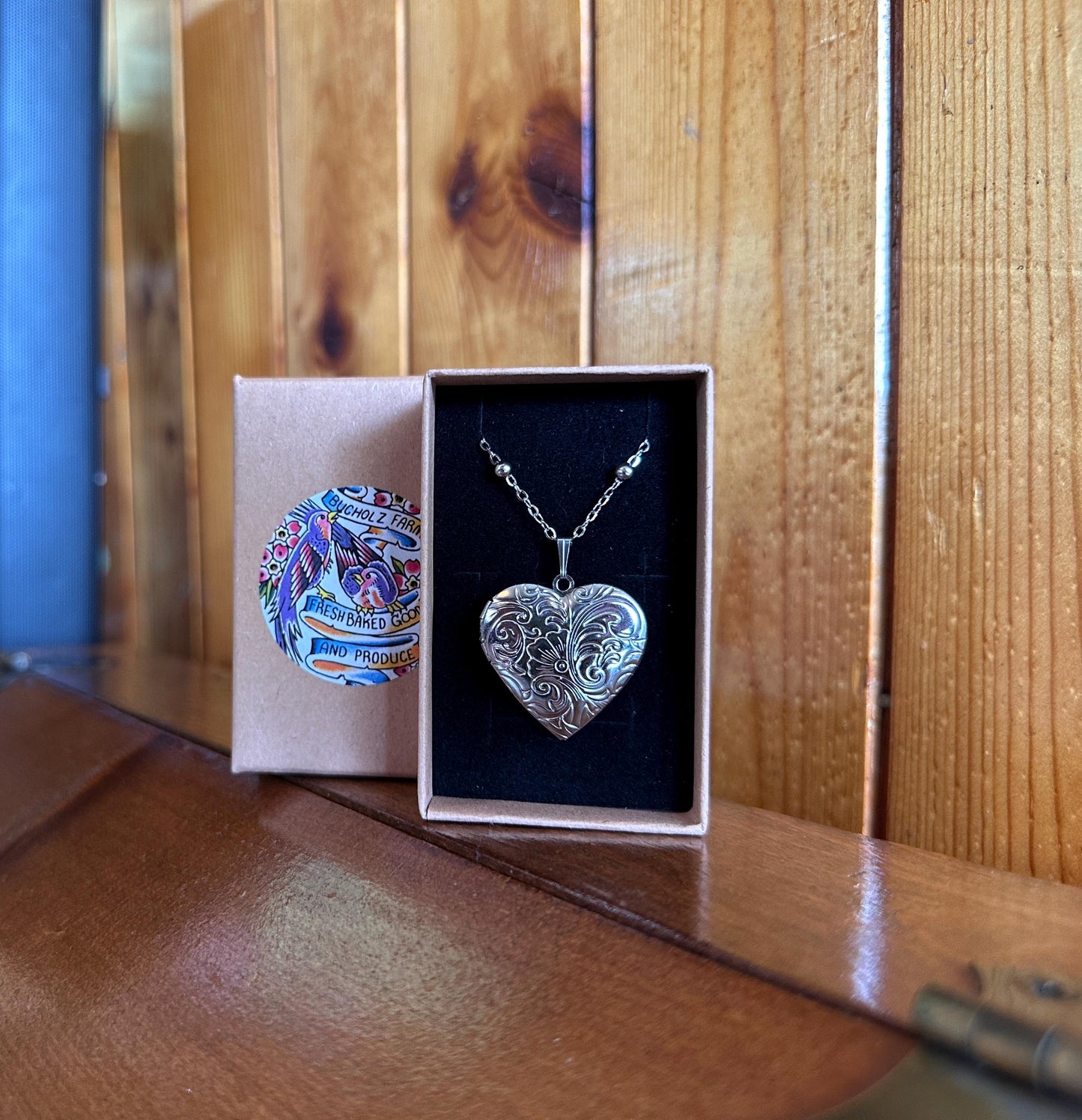 Pink Tourmaline Encased in Floral Heart Locket