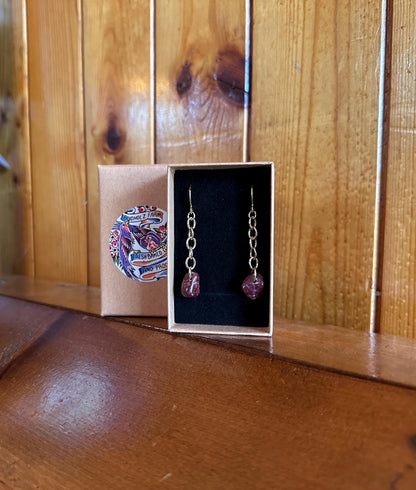 Red Wine Quartz Chained Lightweight Earrings
