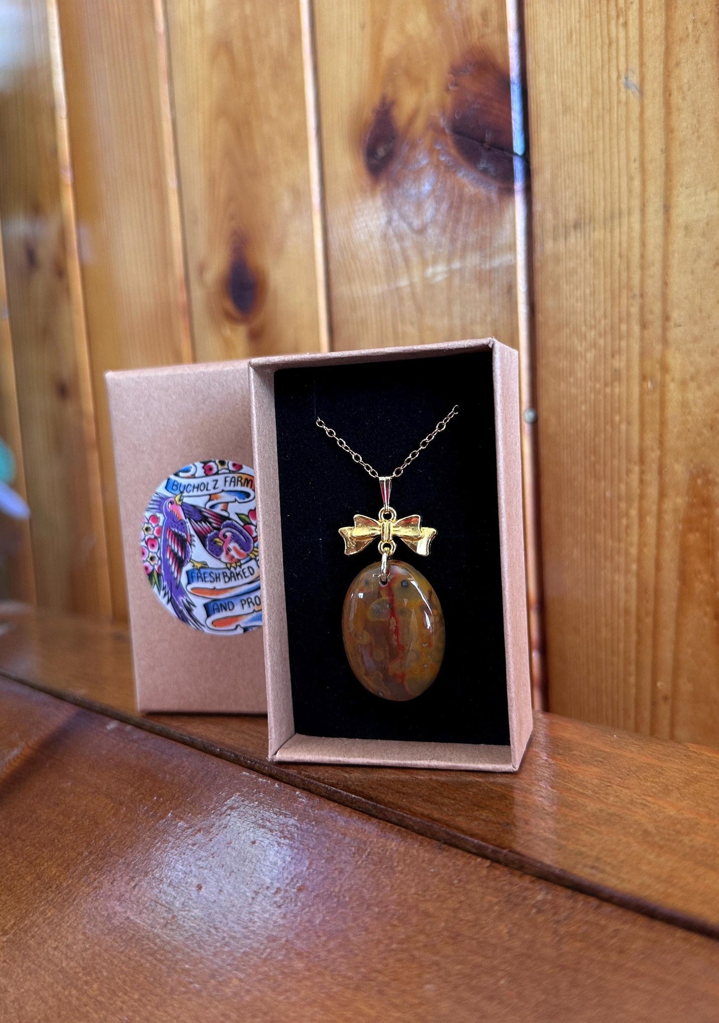 Lavic Jasper Nurturing Bow Necklace