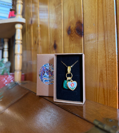 Malachite & Flower Heart Necklace