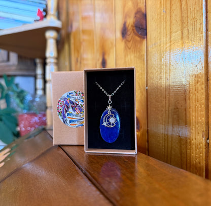 Lapis Lazuli with Star & Crescent Moon Necklace