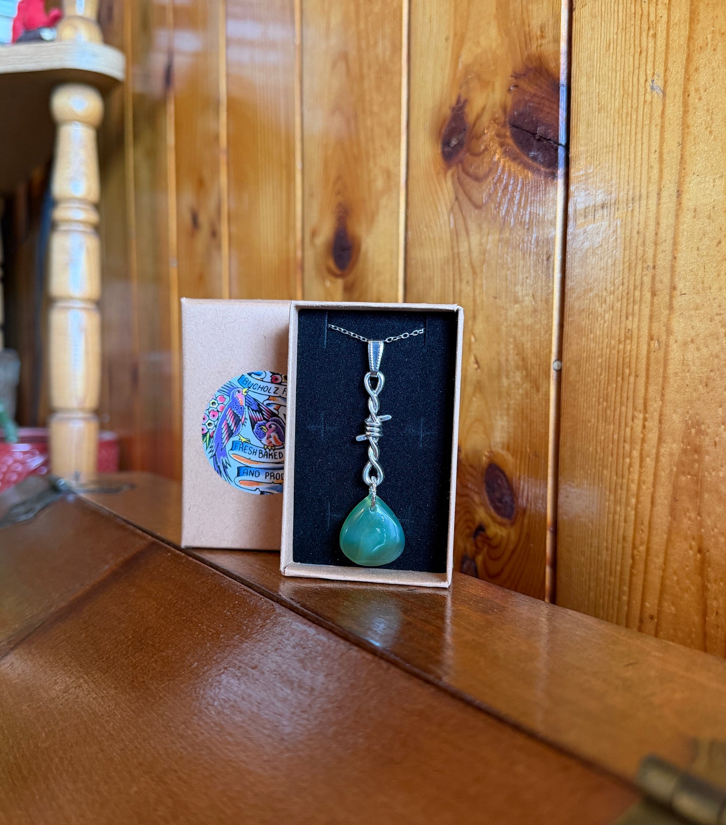 Prehnite Barbed Wire Necklace