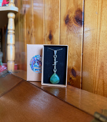 Prehnite Barbed Wire Necklace