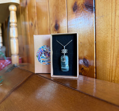 Green Kyanite & Crescent Moon Necklace