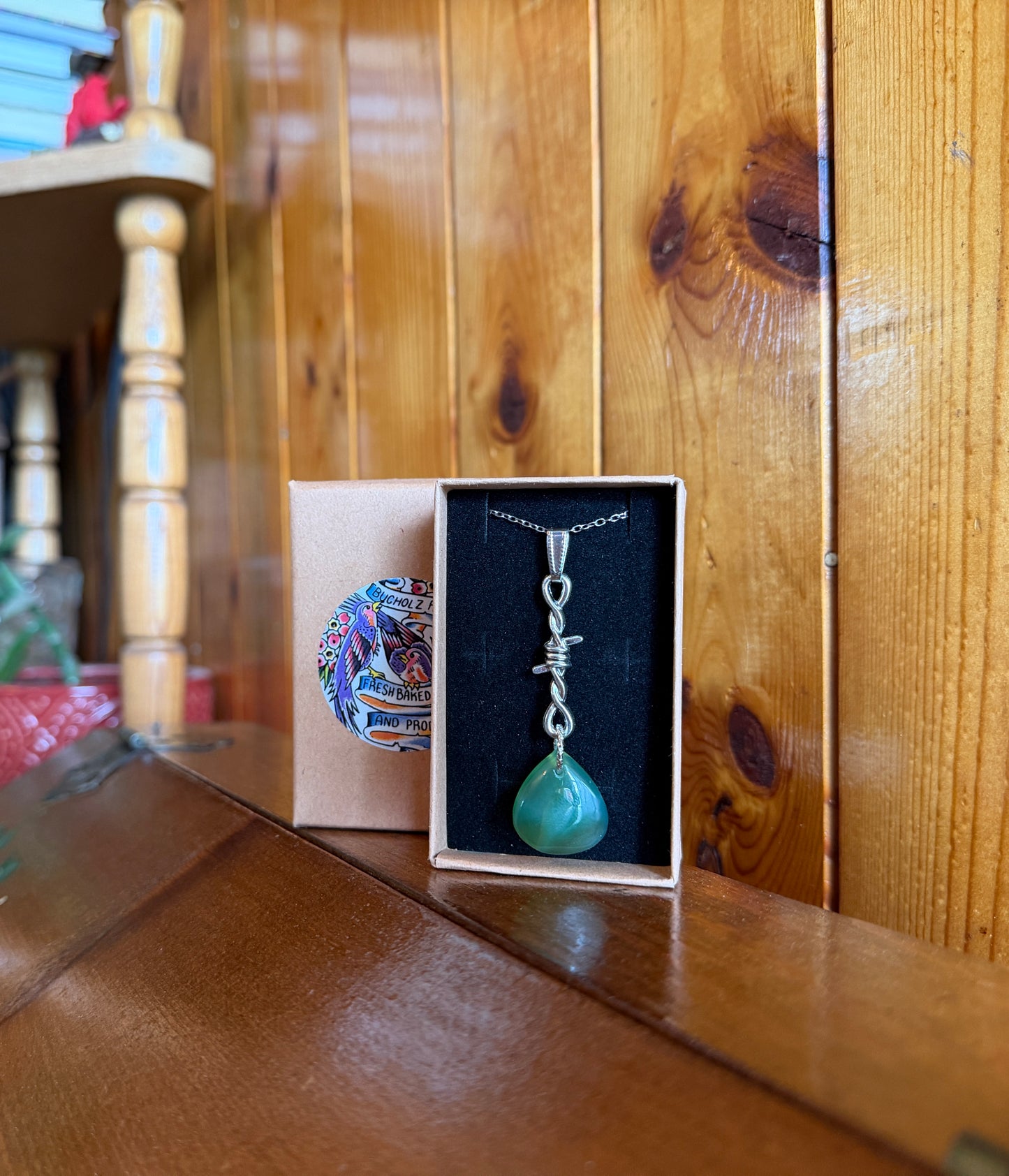 Prehnite Barbed Wire Necklace