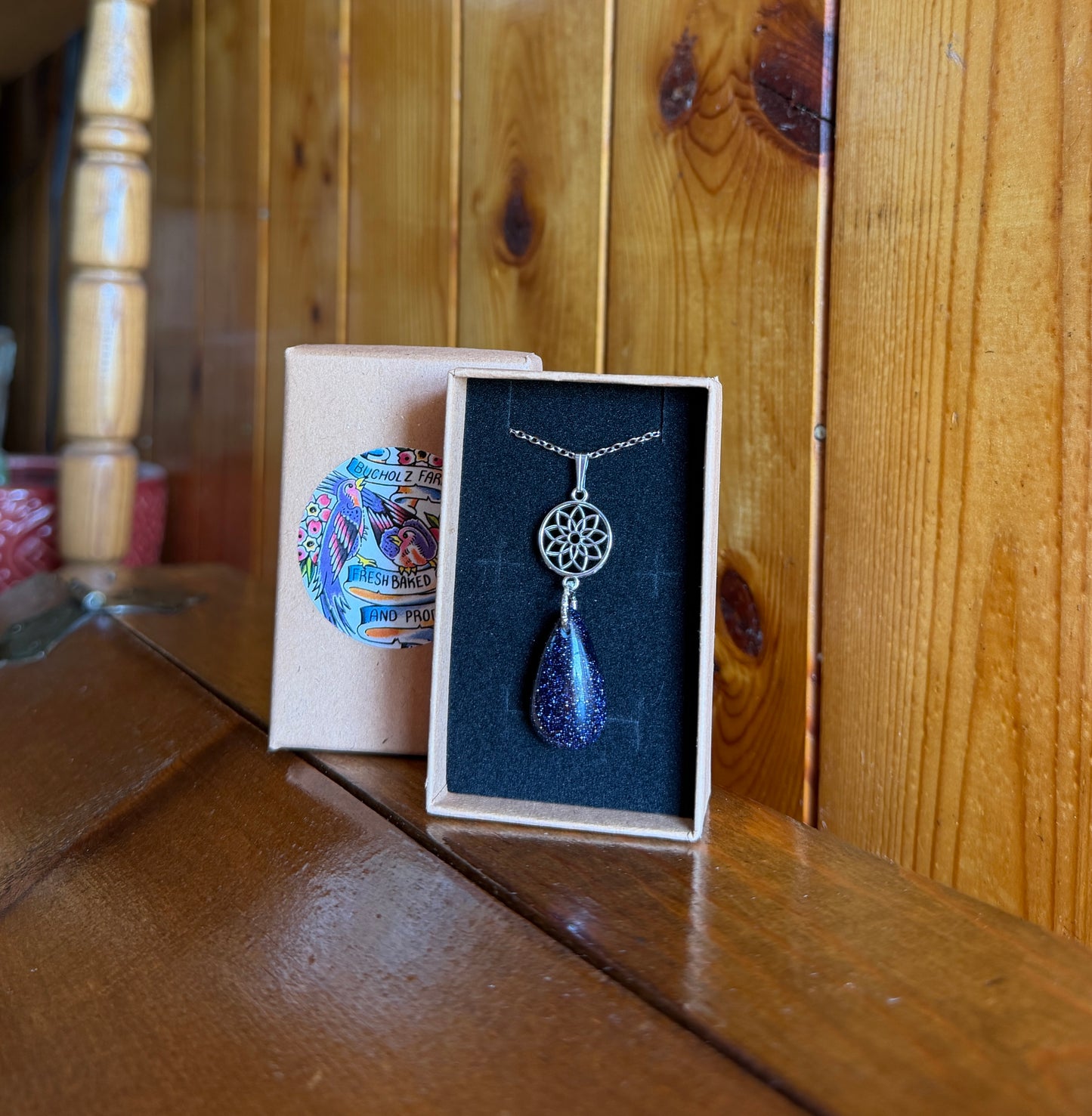Blue Goldstone & Dreamcatcher Necklace