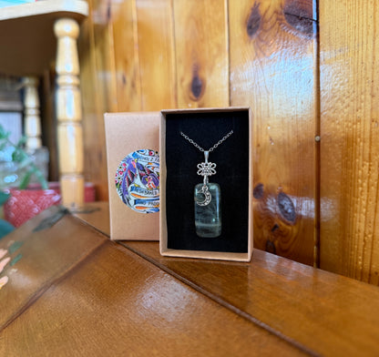 Green Kyanite & Crescent Moon Necklace