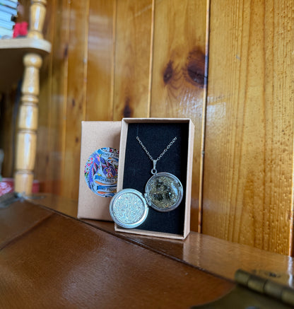 Moldavite & Sage Floral Locket Necklace