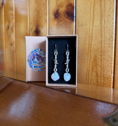 Milky Quartz Barbed Wire Earrings