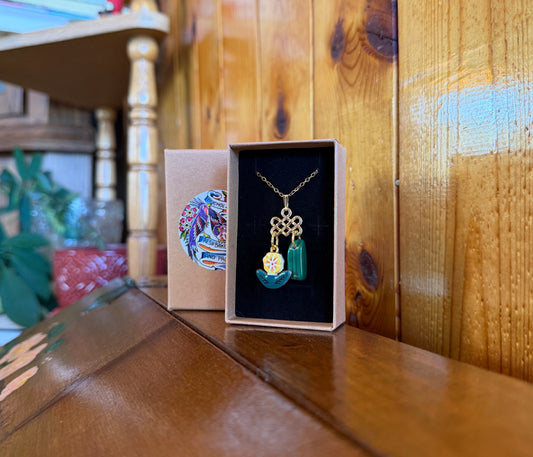 Malachite & Yellow Flower Necklace